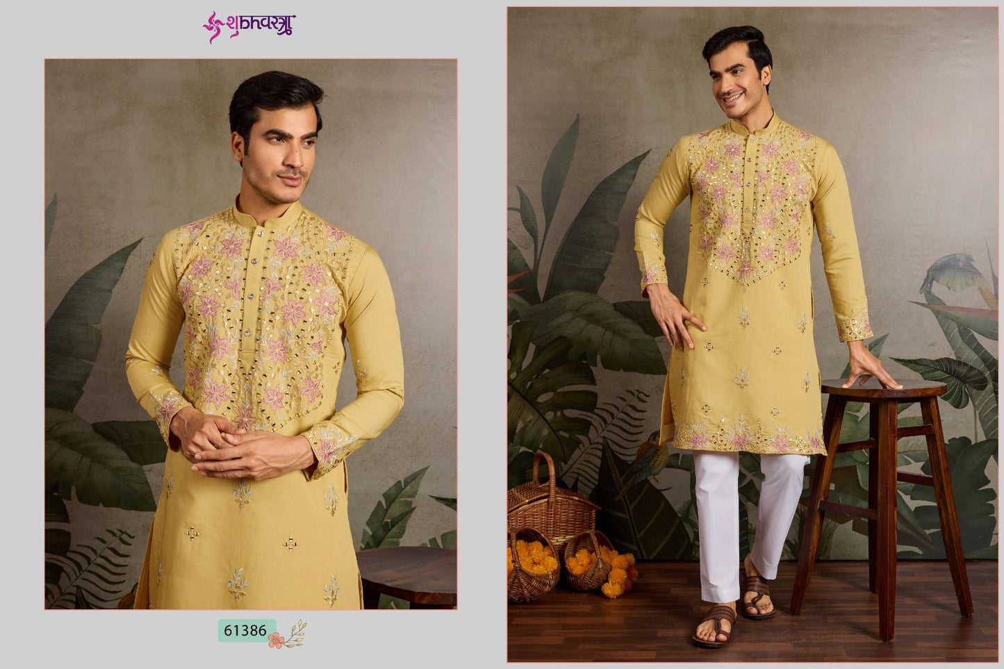 61386 Vivaah Viraasat Vol 2 Shubhvastra Viscose Silk Mens Kurta