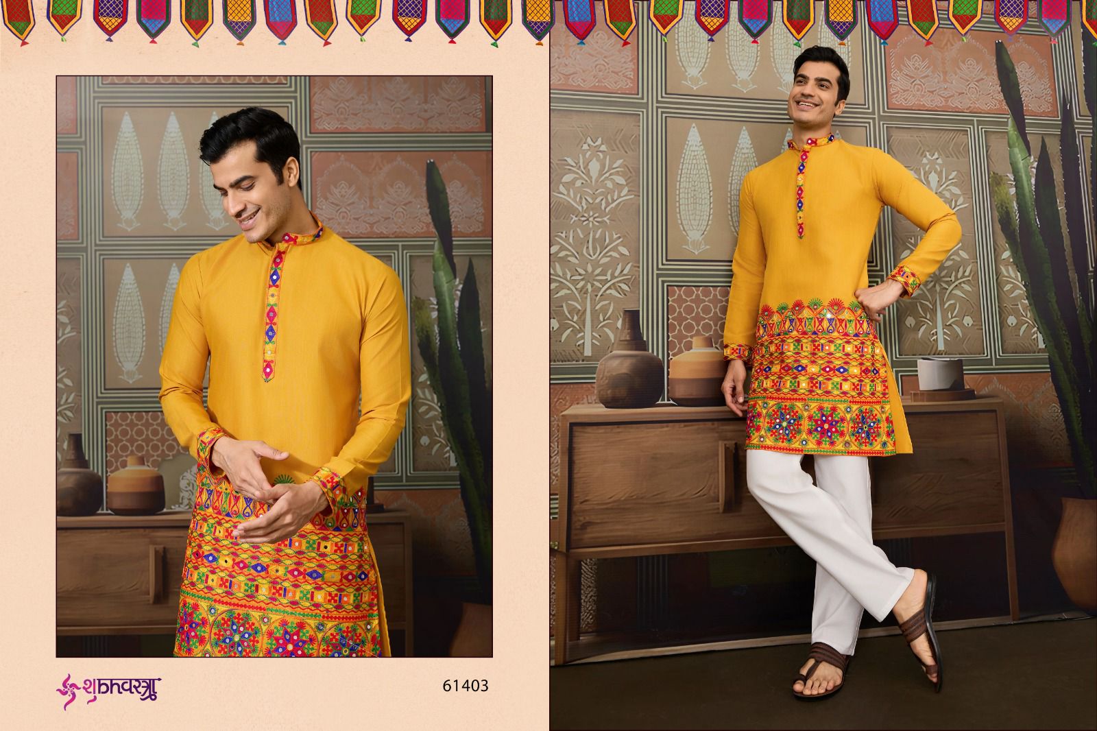 61403 Rajwadi Raas 3 Shubhvastra Cotton Silk Mens Kurta