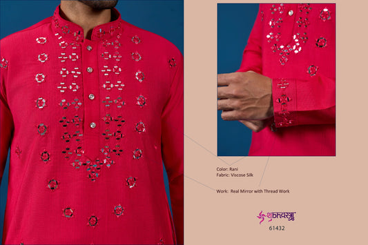 61432 Rani Shubhvastra Viscose Silk Mens Kurta Pyjama