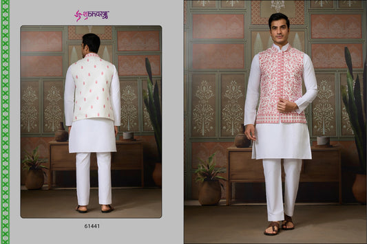 61441 Royal Drape Vol 3 With Koti Shubhvastra Silk Mens Kurta Pyjama