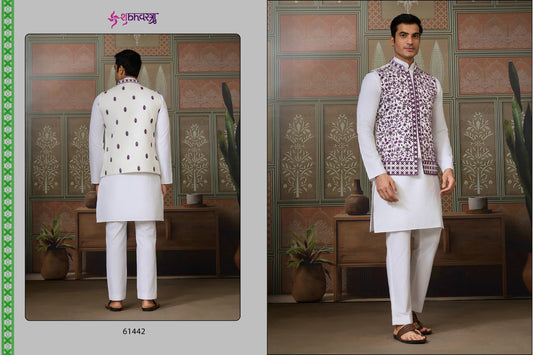 61442 Royal Drape Vol 3 With Koti Shubhvastra Silk Mens Kurta Pyjama