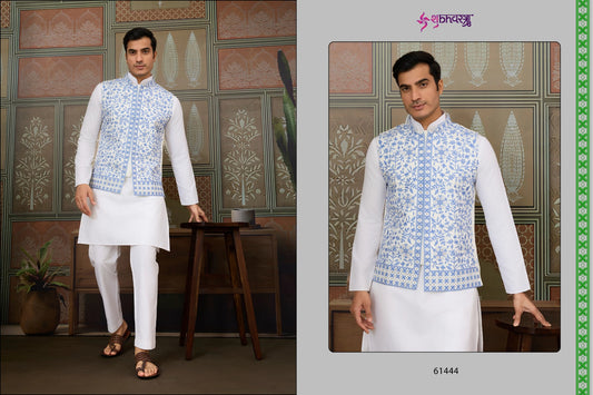 61444 Royal Drape Vol 3 With Koti Shubhvastra Silk Mens Kurta Pyjama