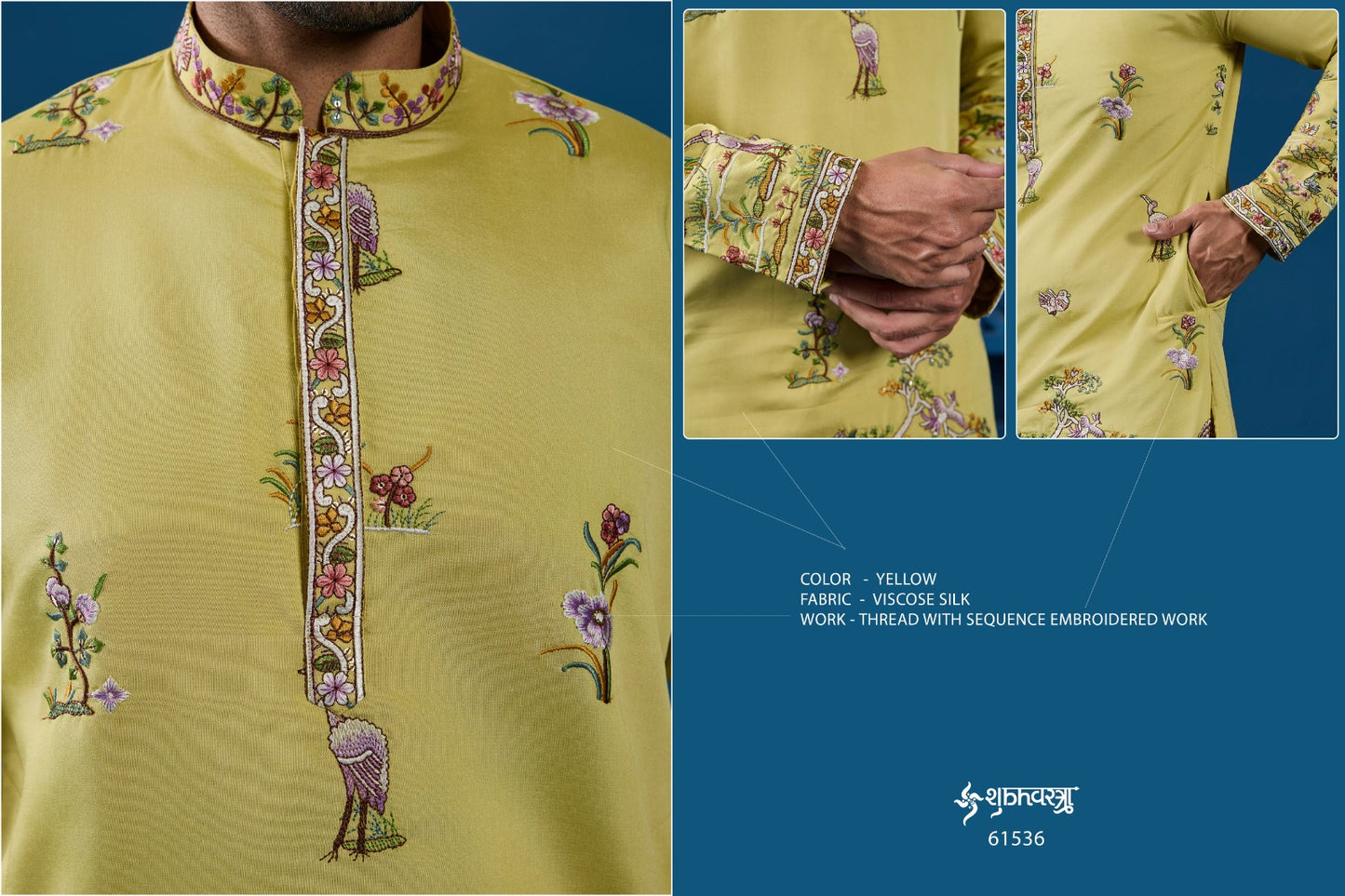 61536 Vantara Vogue Shubhvastra Viscose Silk Mens Kurta