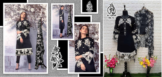 Ma-71Black Al Qasr Pakistani Readymade Suits