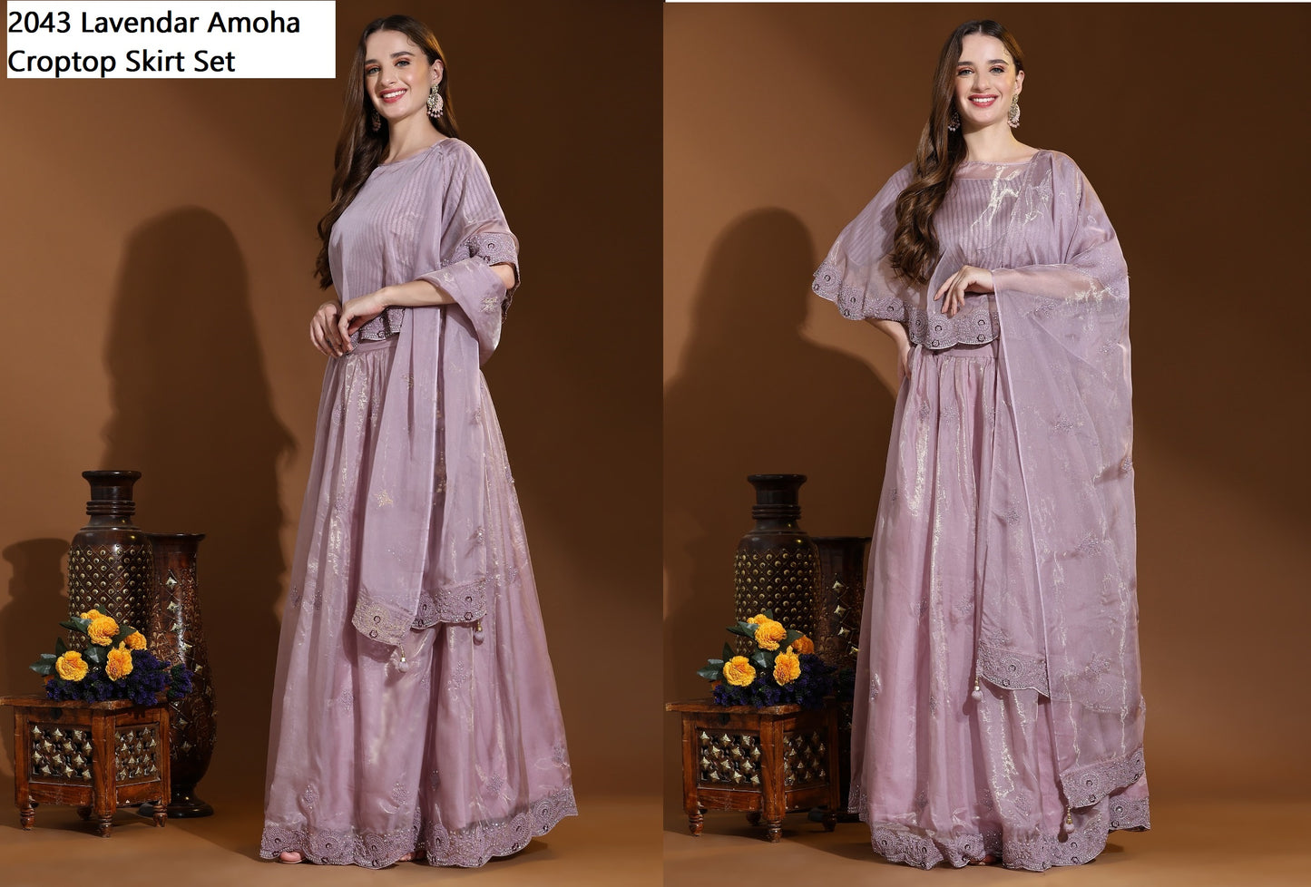 2043 Lavendar Amoha Croptop Skirt Set