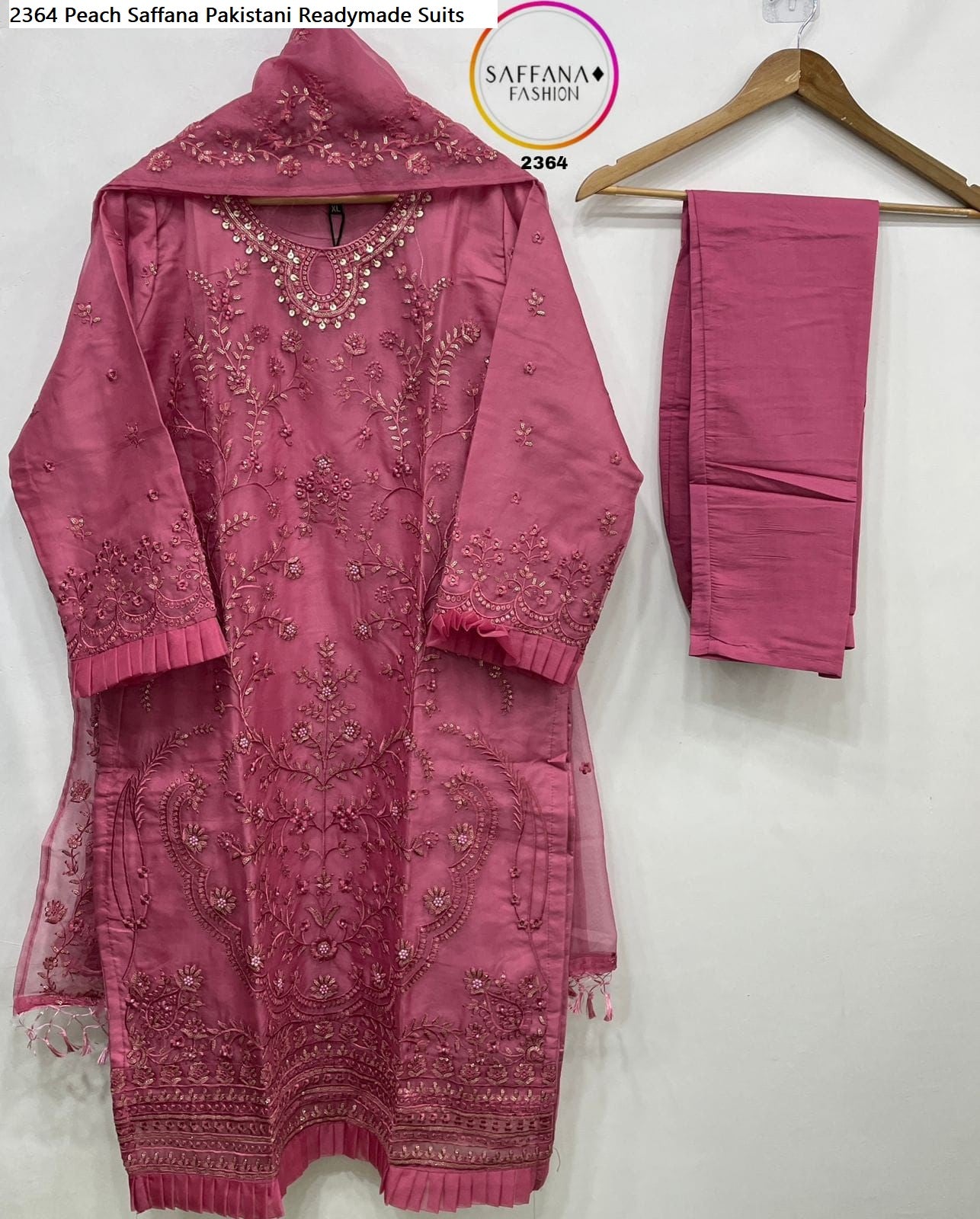 2364 Peach Saffana Pakistani Readymade Suits