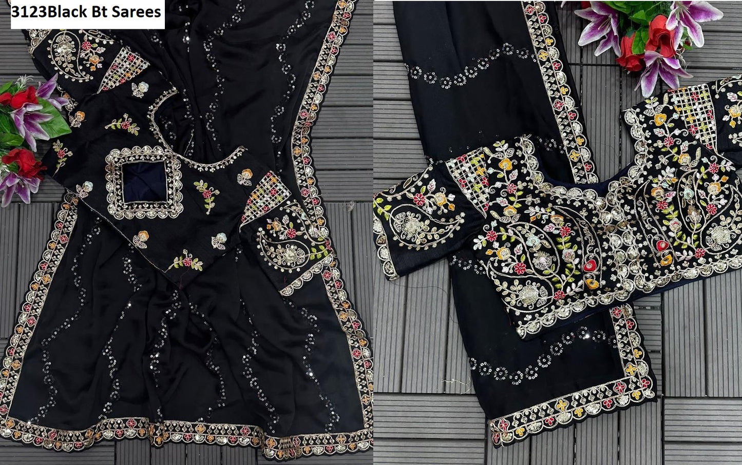 3123Black Bt Sarees
