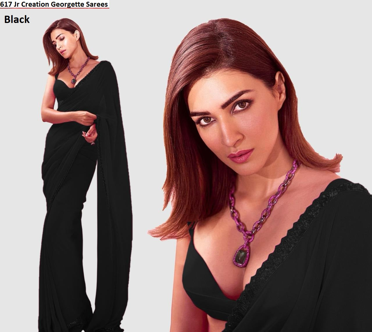 617 Black Jr Creation Georgette Sarees