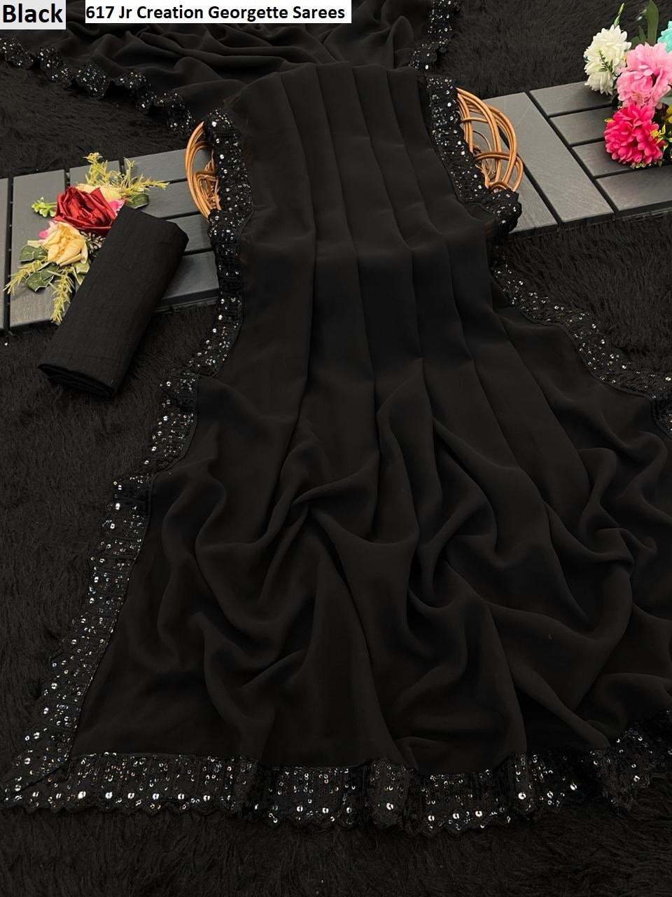 617 Black Jr Creation Georgette Sarees