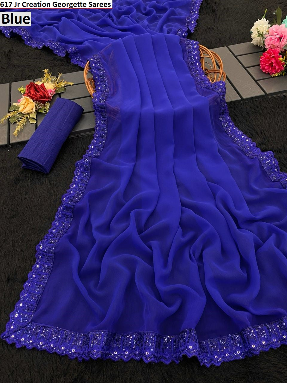 617 Blue Jr Creation Georgette Sarees