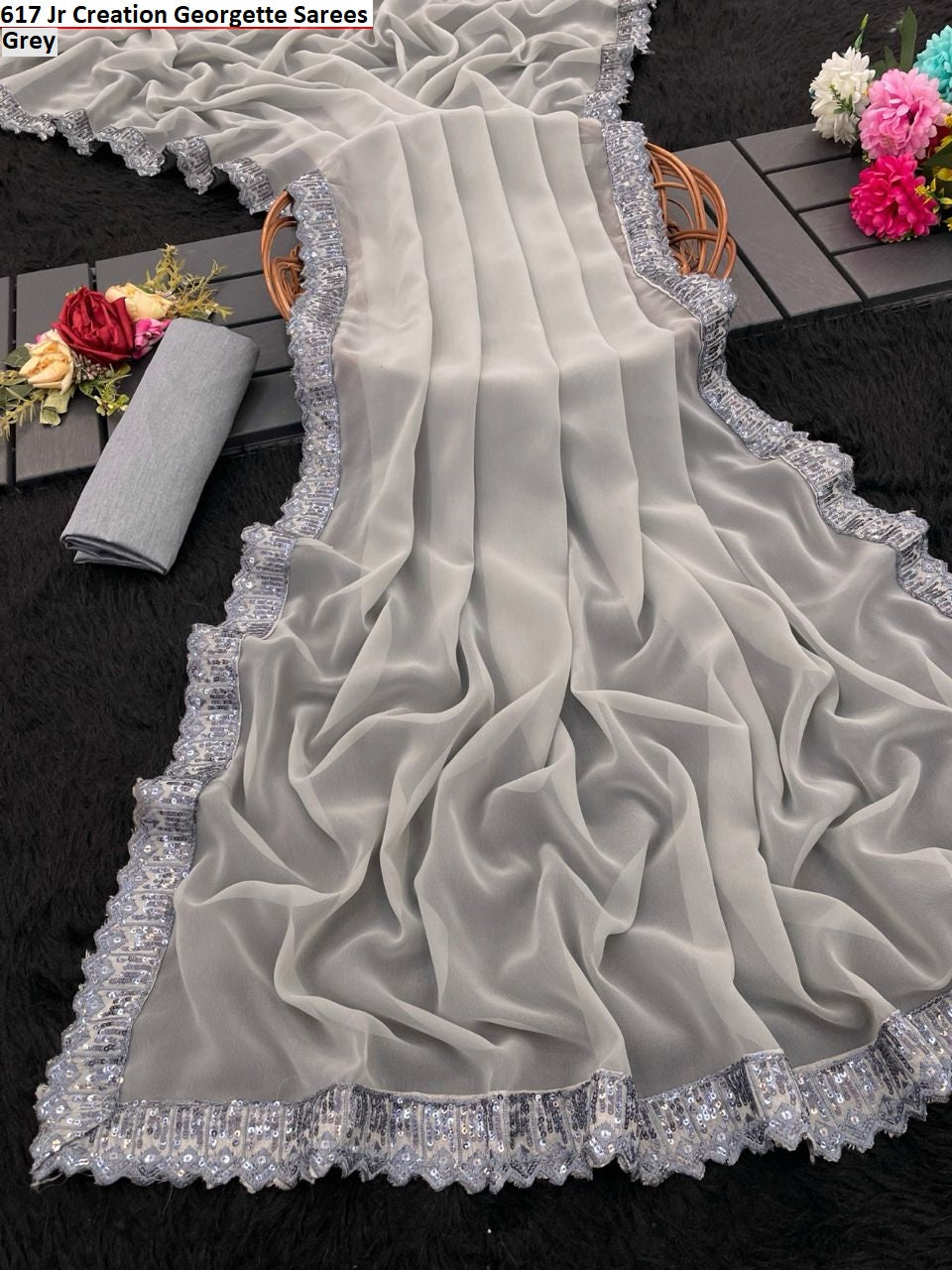 617 Grey Jr Creation Georgette Sarees