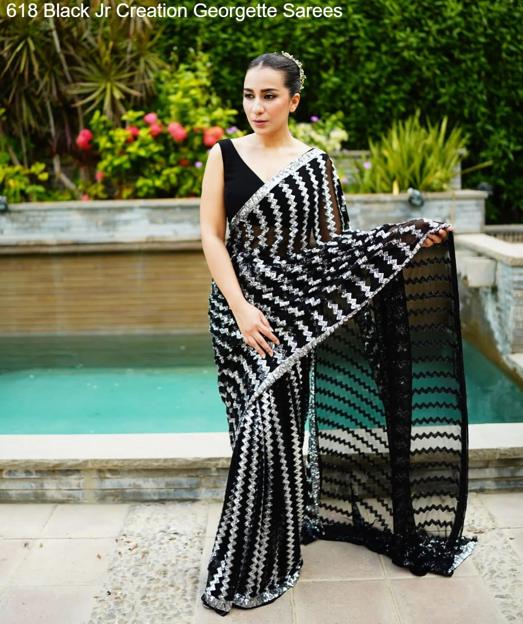 618 Black Jr Creation Georgette Sarees