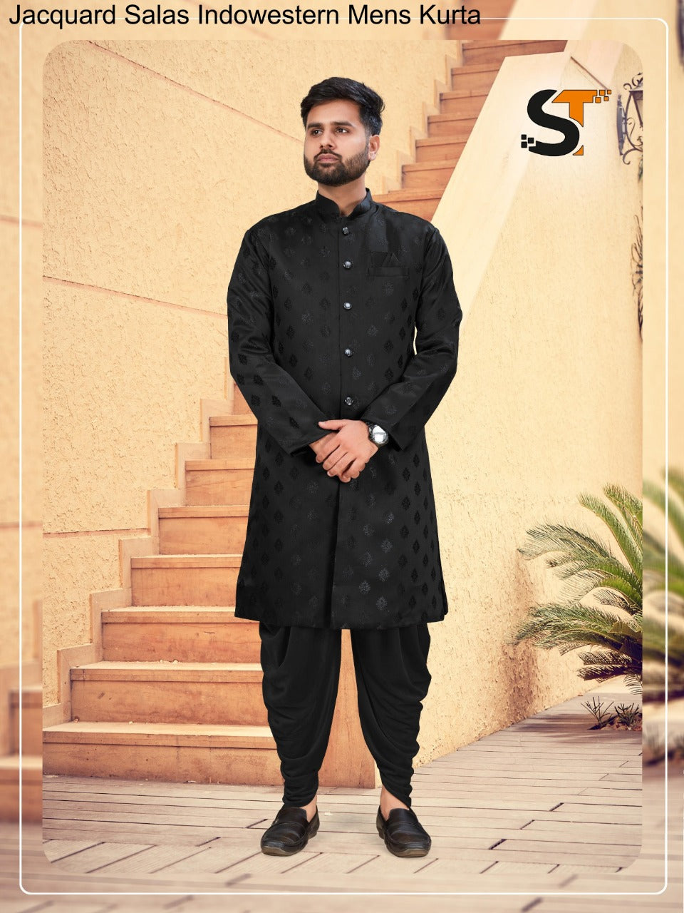 Jacquard Salas Indowestern Mens Kurta