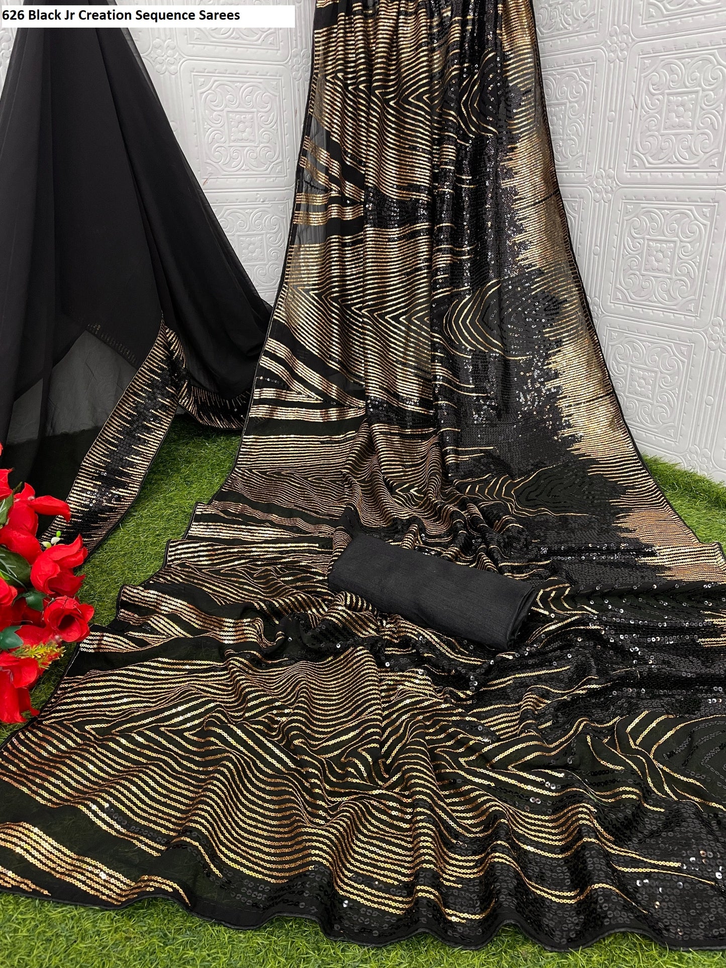 626 Black Jr Creation Sequence Sarees