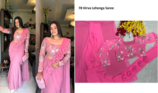 78 Hirva Lehenga Saree