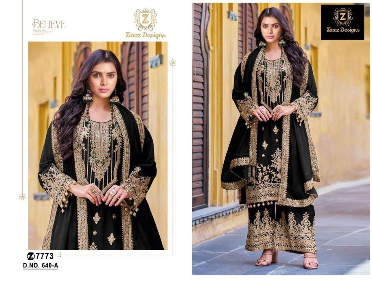 640A Ziaaz Designs Vekvet Pakistani Readymade Suits