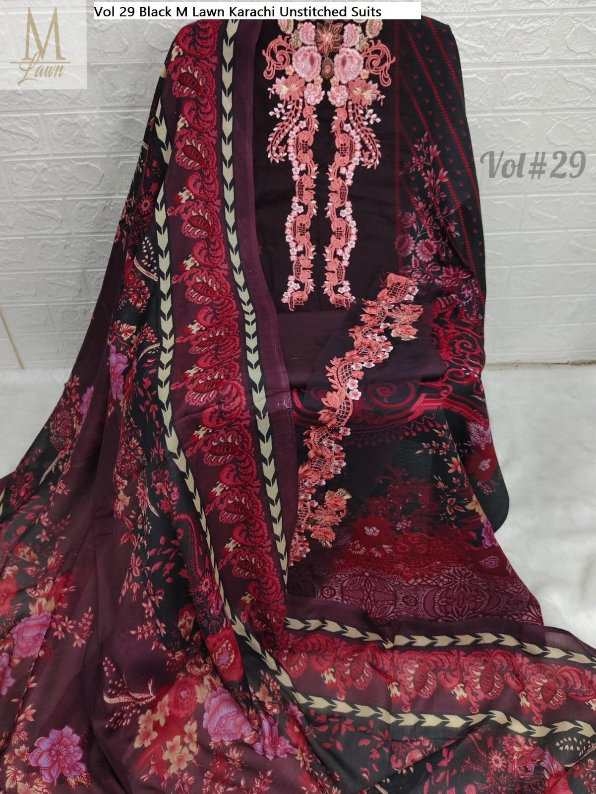 Vol 29 Black M Lawn Karachi Unstitched Suits