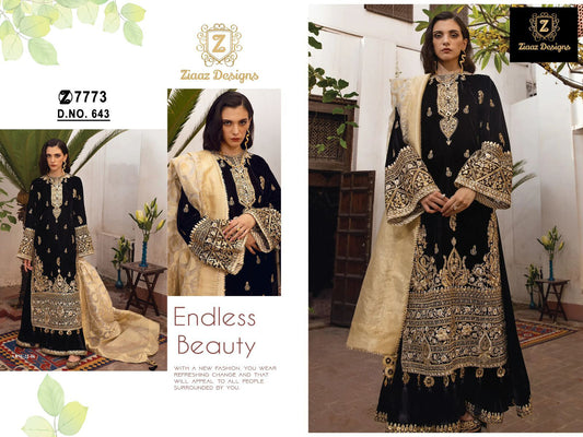643 Ziaaz Designs Embroidered Velvet Suits
