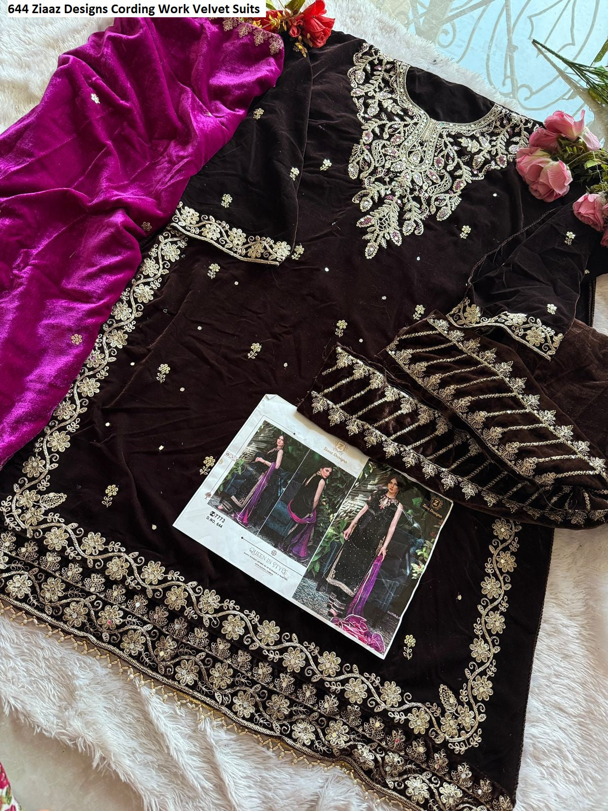 644 Ziaaz Designs Cording Work Velvet Suits