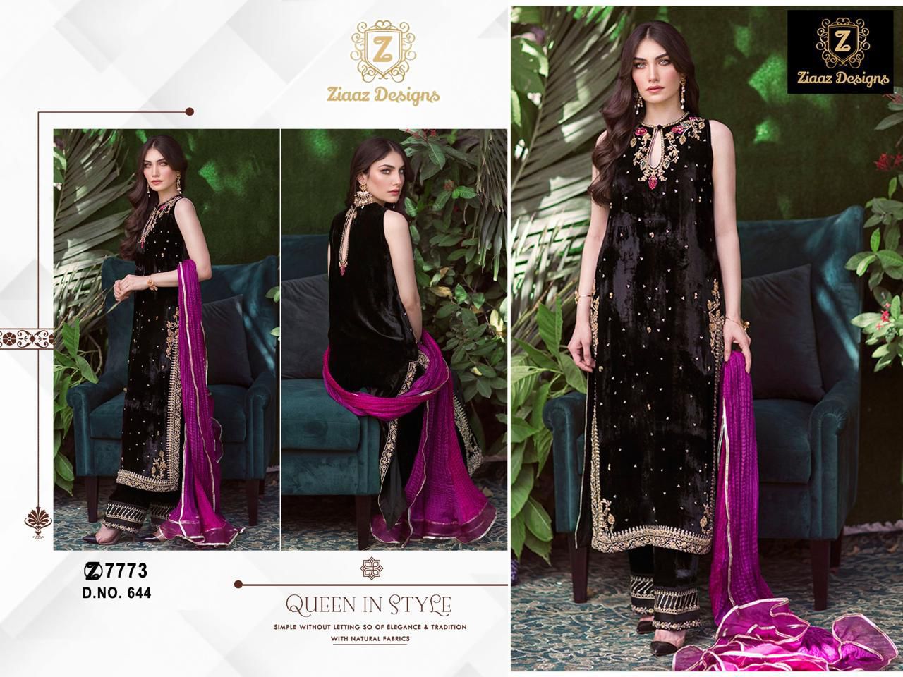 644 Ziaaz Designs Cording Work Velvet Suits
