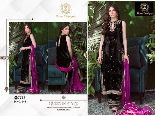 644 Ziaaz Designs Cording Work Velvet Suits