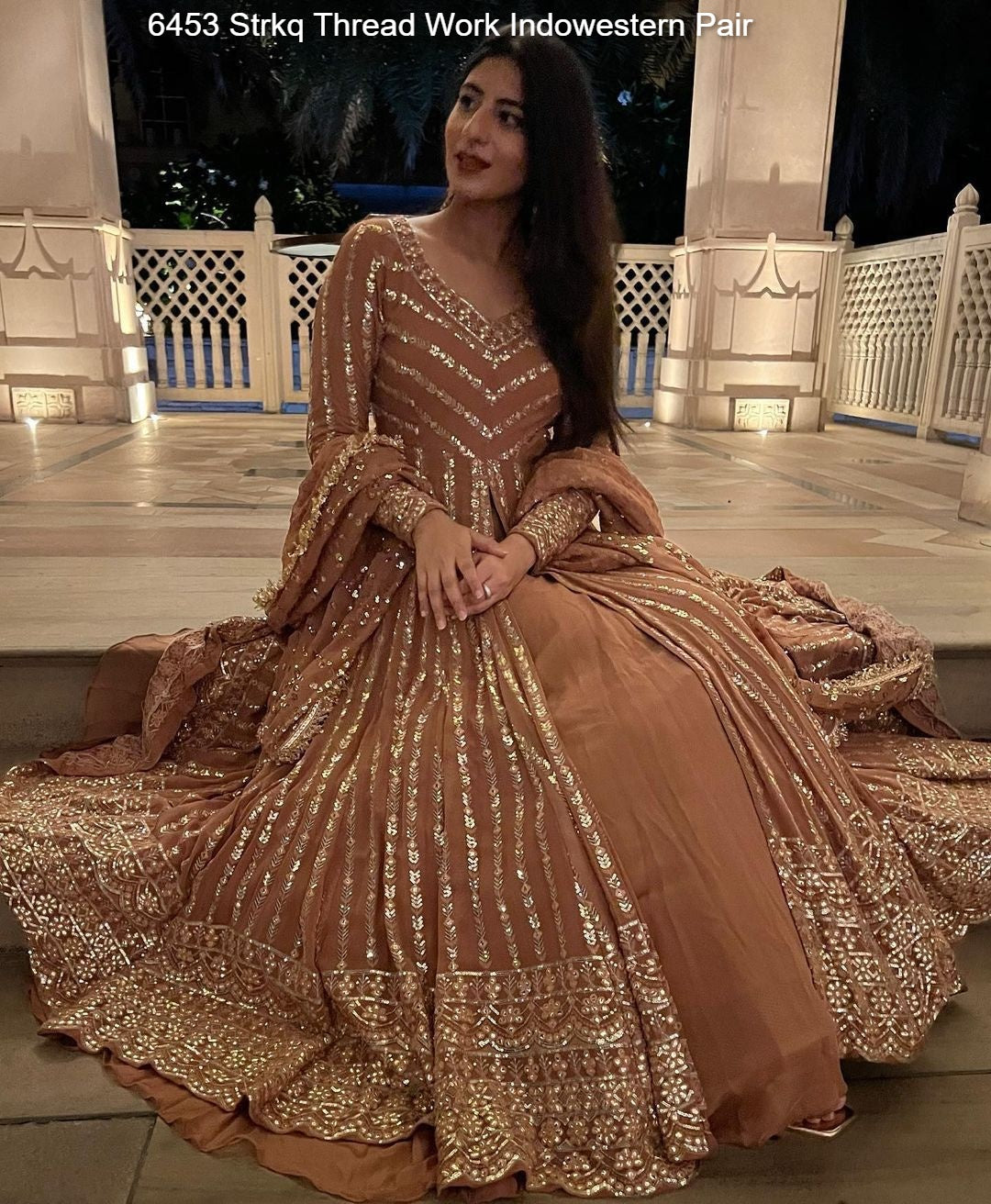 6453 Strkq Thread Work Indowestern Pair