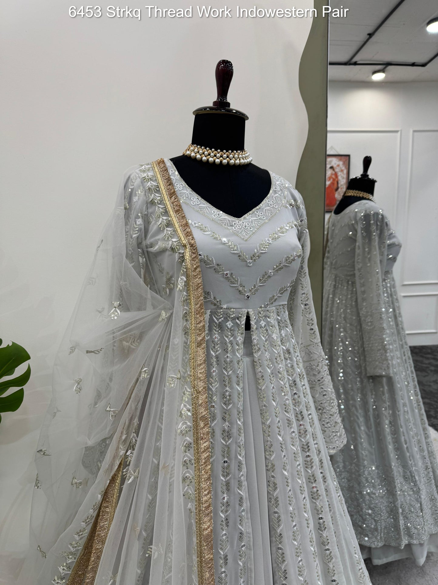 6453 Strkq Thread Work Indowestern Pair
