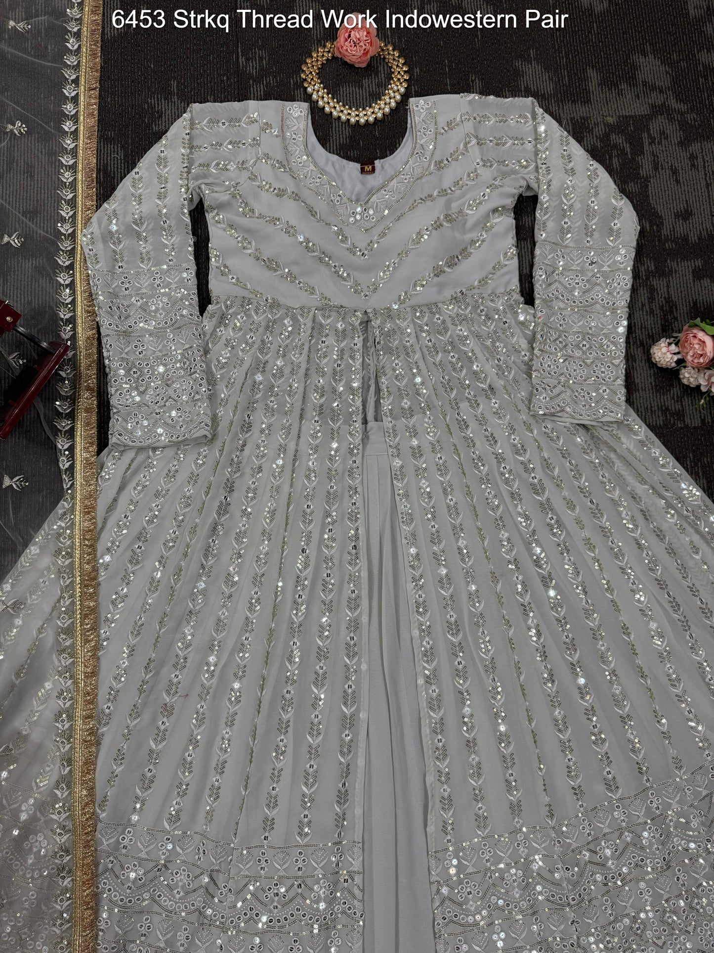 6453 Strkq Thread Work Indowestern Pair