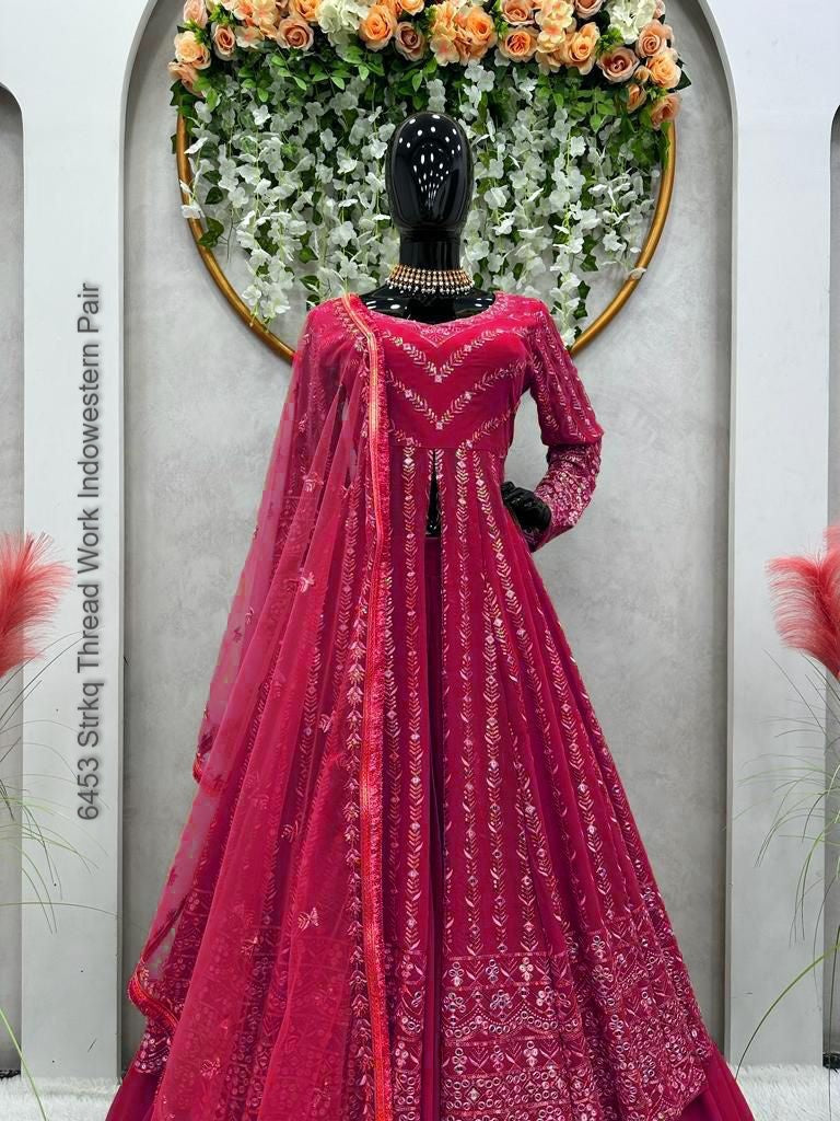 6453 Strkq Thread Work Indowestern Pair