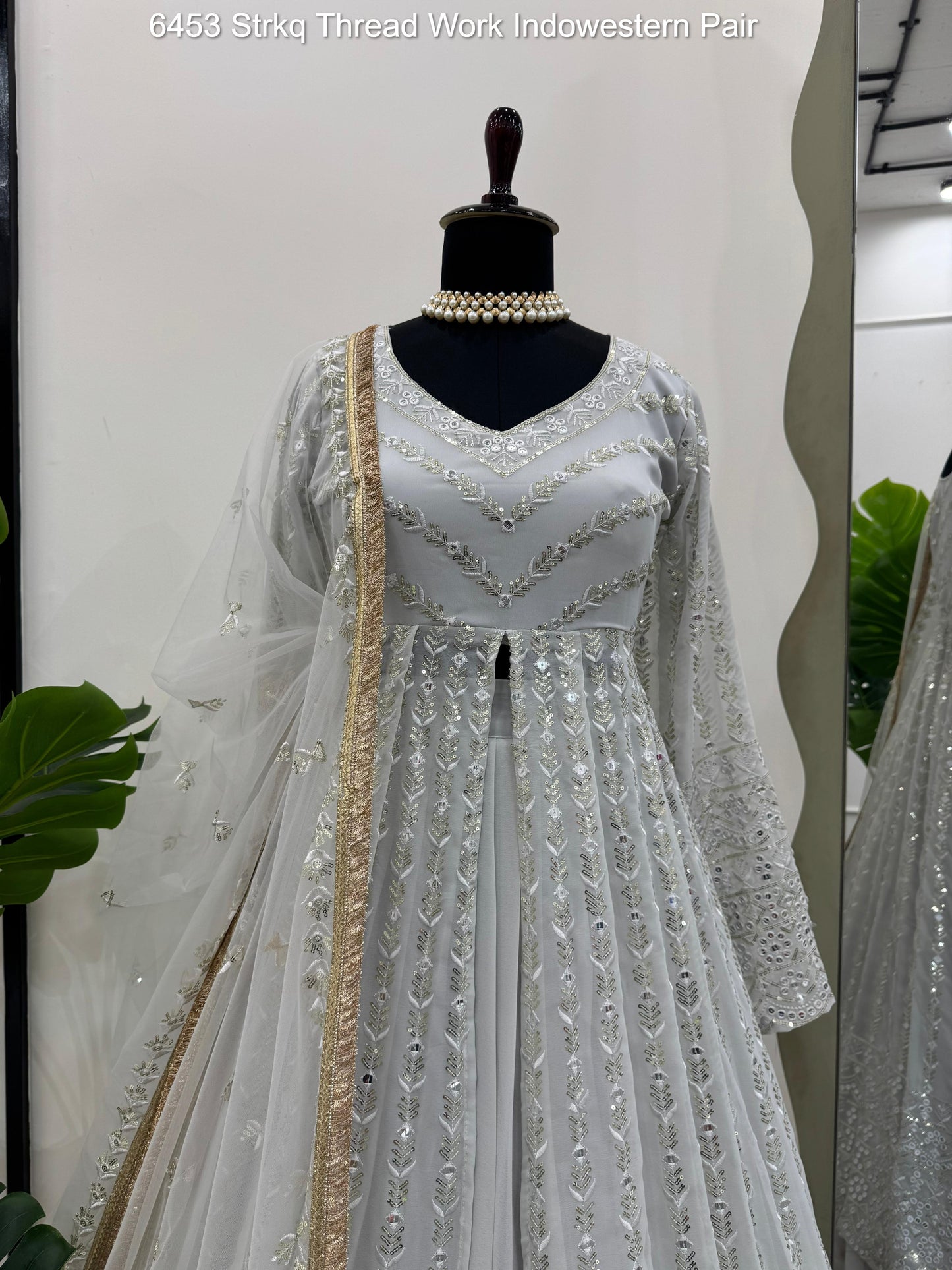 6453 Strkq Thread Work Indowestern Pair