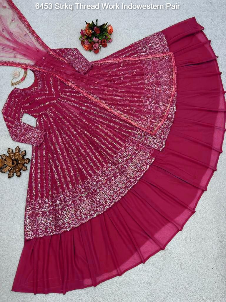 6453 Strkq Thread Work Indowestern Pair