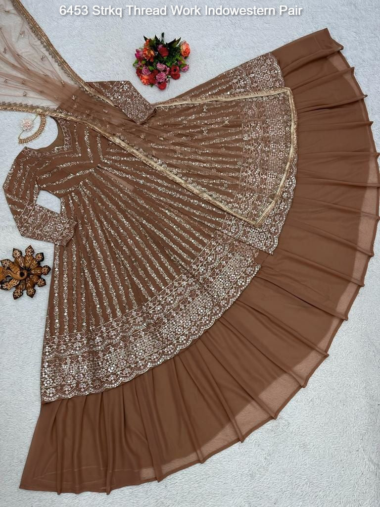 6453 Strkq Thread Work Indowestern Pair