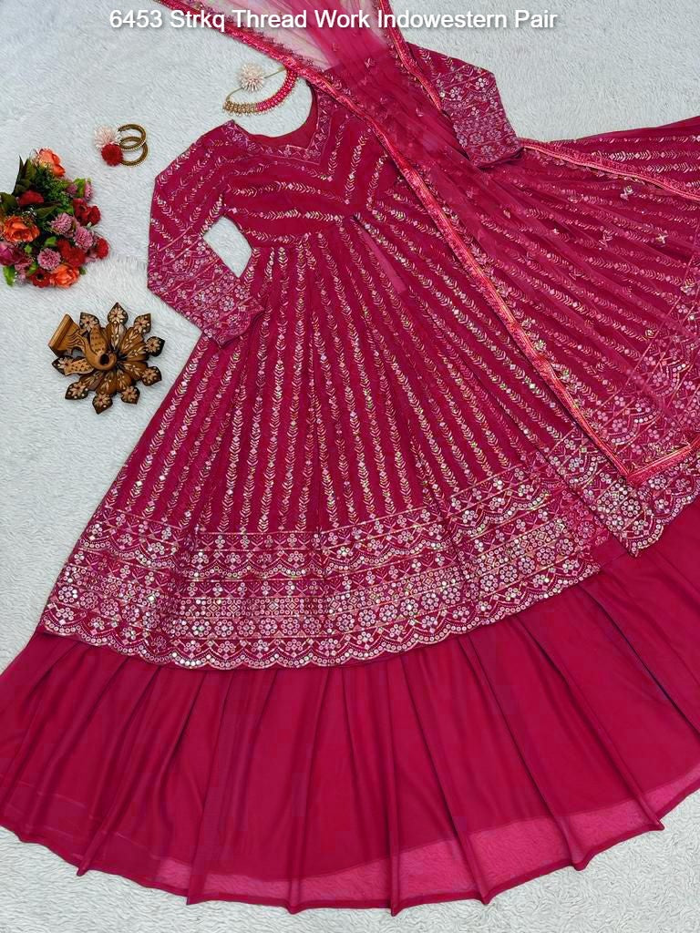 6453 Strkq Thread Work Indowestern Pair