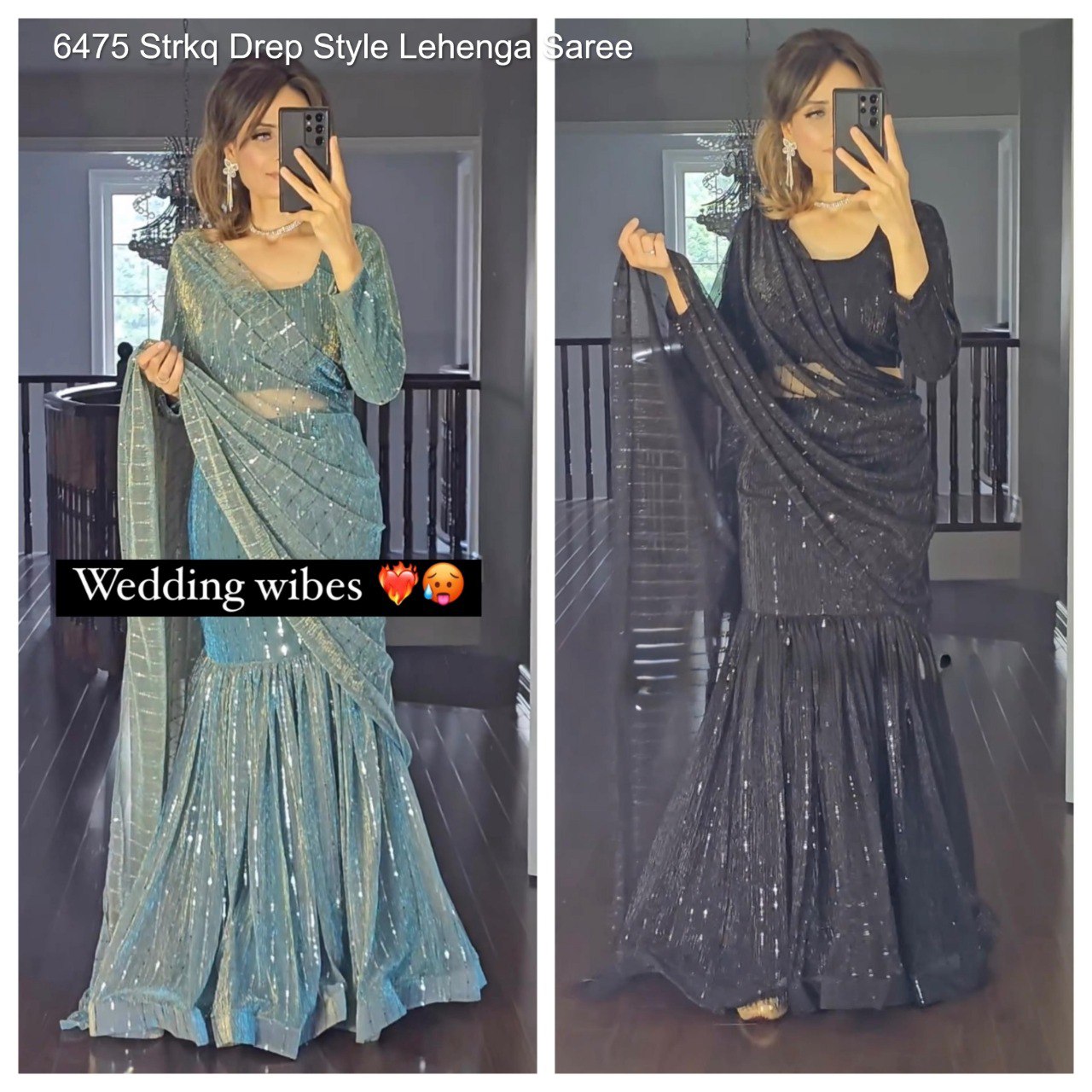 6475 Strkq Drep Style Lehenga Saree