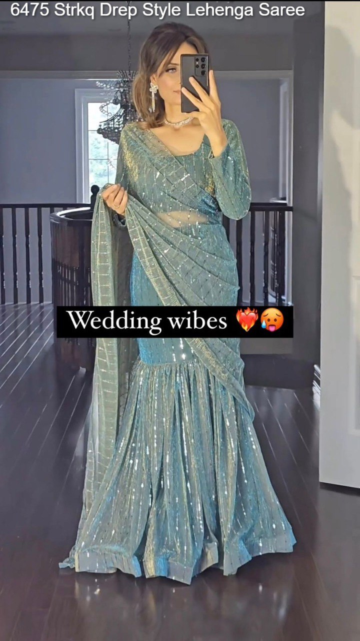 6475 Strkq Drep Style Lehenga Saree