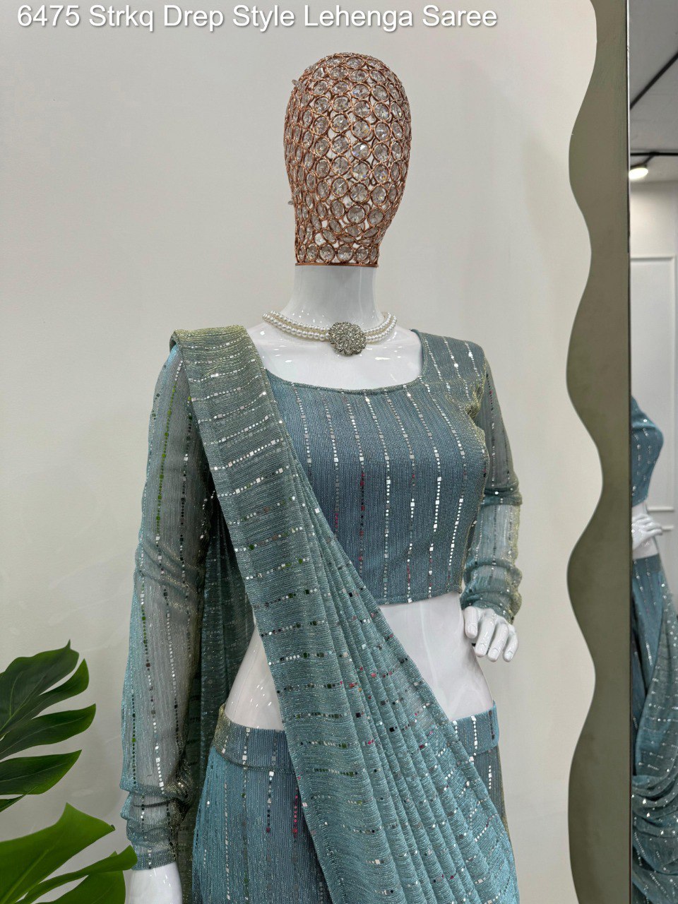 6475 Strkq Drep Style Lehenga Saree