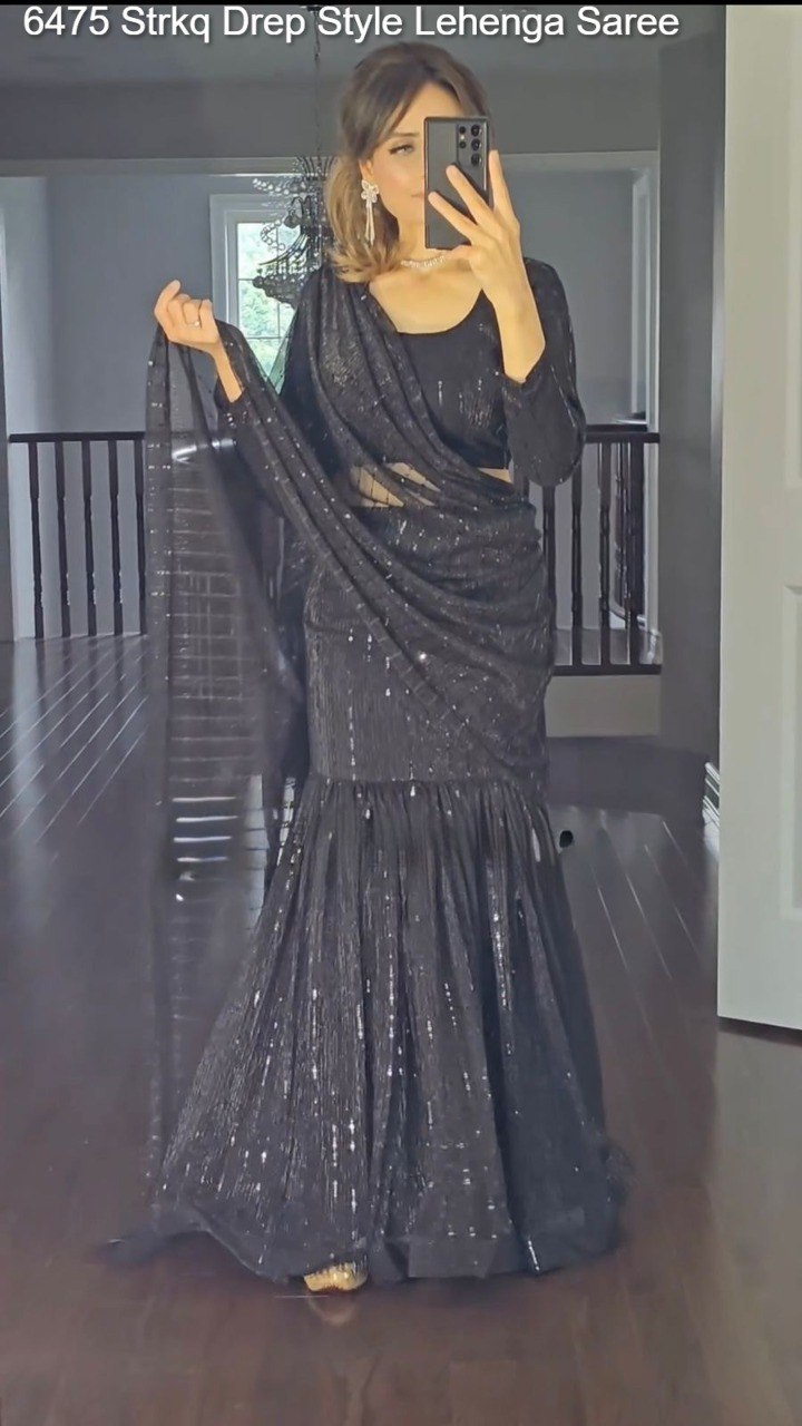 6475 Strkq Drep Style Lehenga Saree