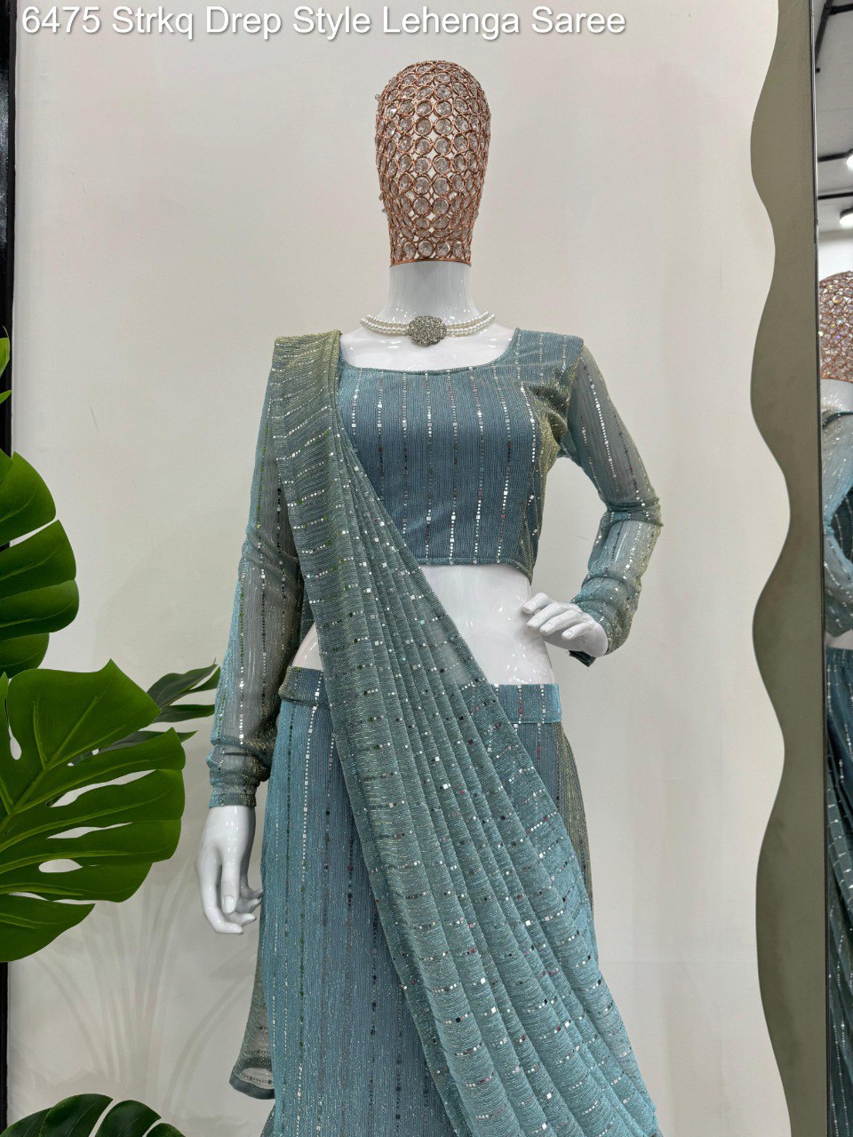 6475 Strkq Drep Style Lehenga Saree