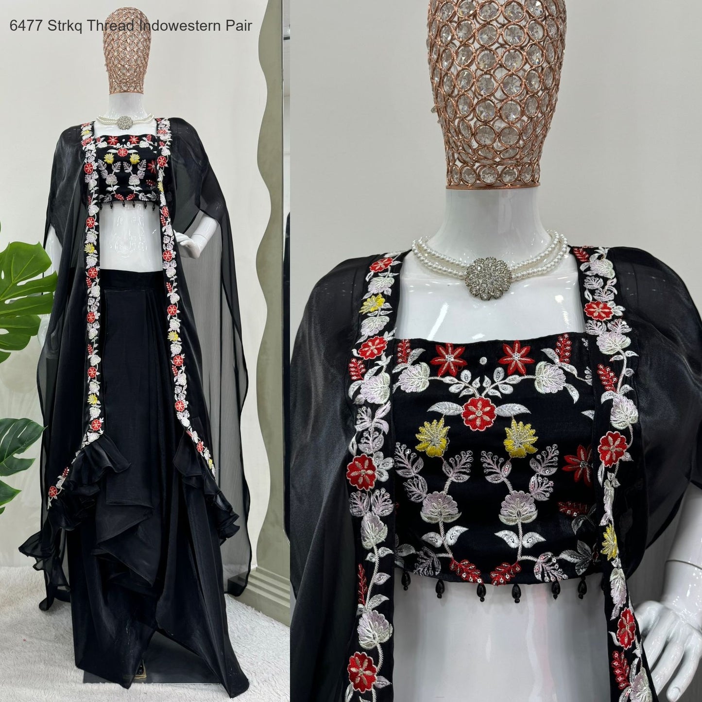 6477 Strkq Thread Indowestern Pair