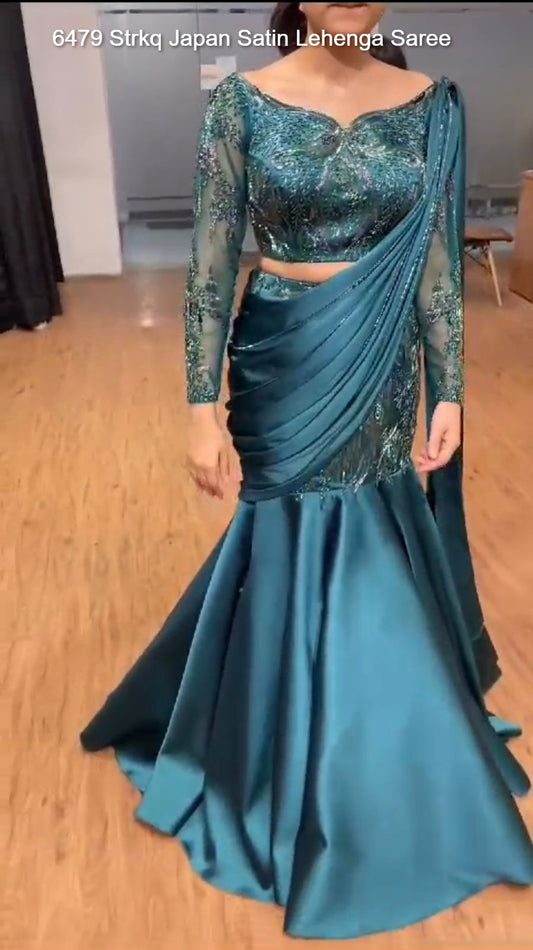 6479 Strkq Japan Satin Lehenga Saree