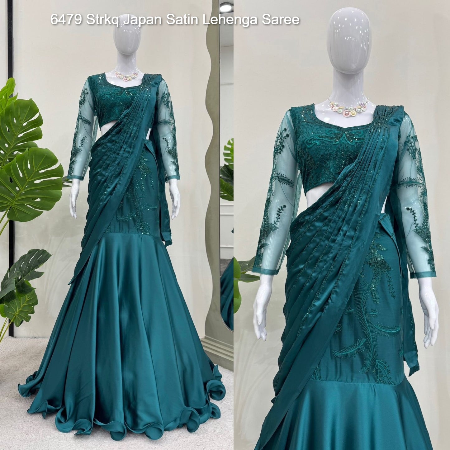 6479 Strkq Japan Satin Lehenga Saree