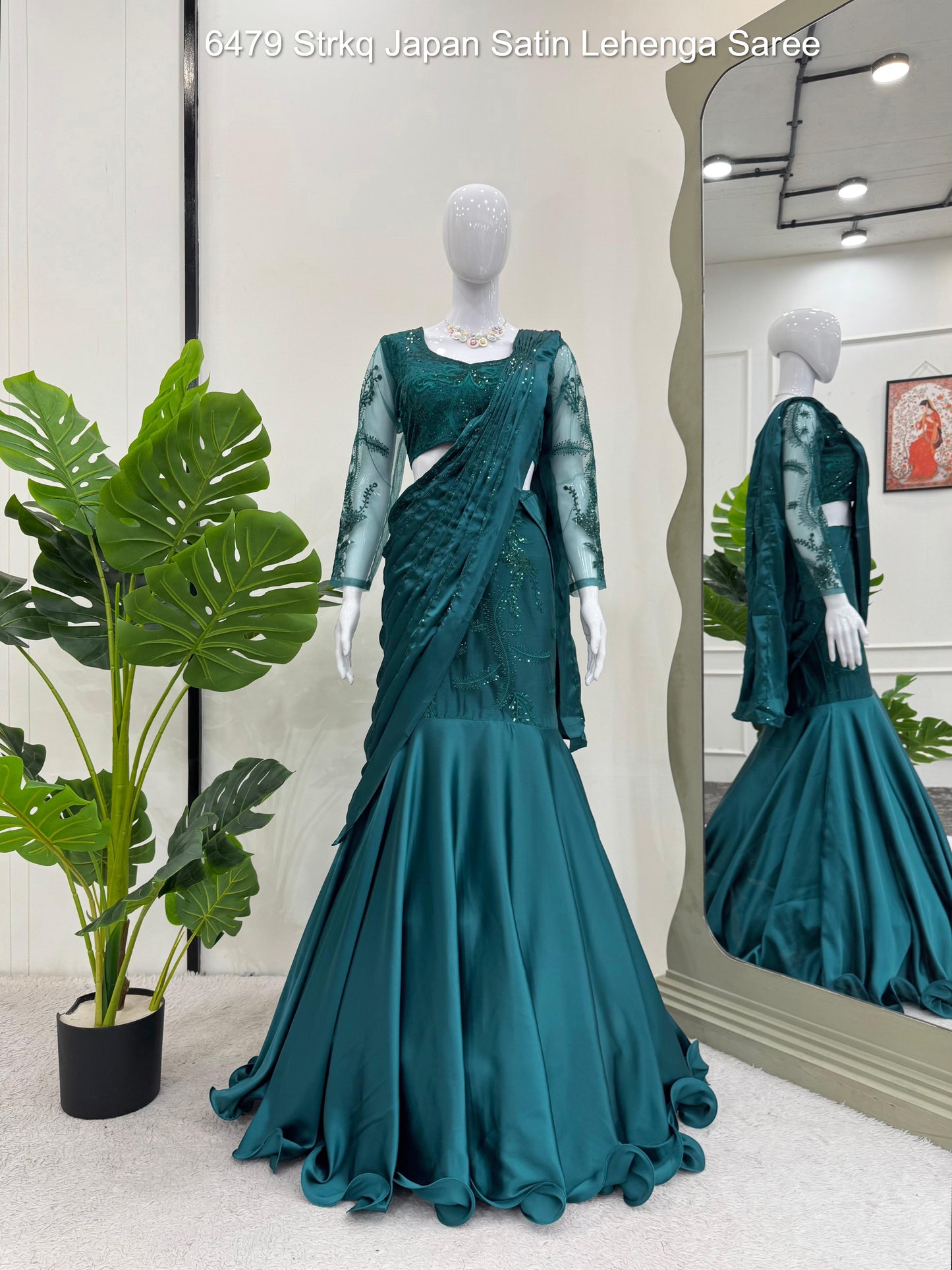 6479 Strkq Japan Satin Lehenga Saree