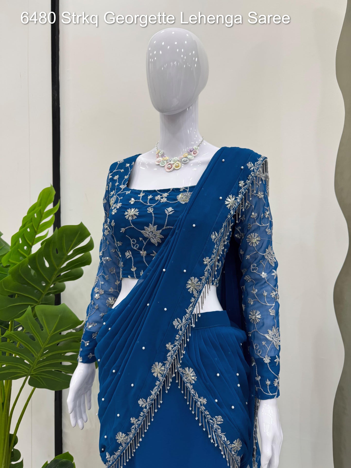 6480 Strkq Georgette Lehenga Saree