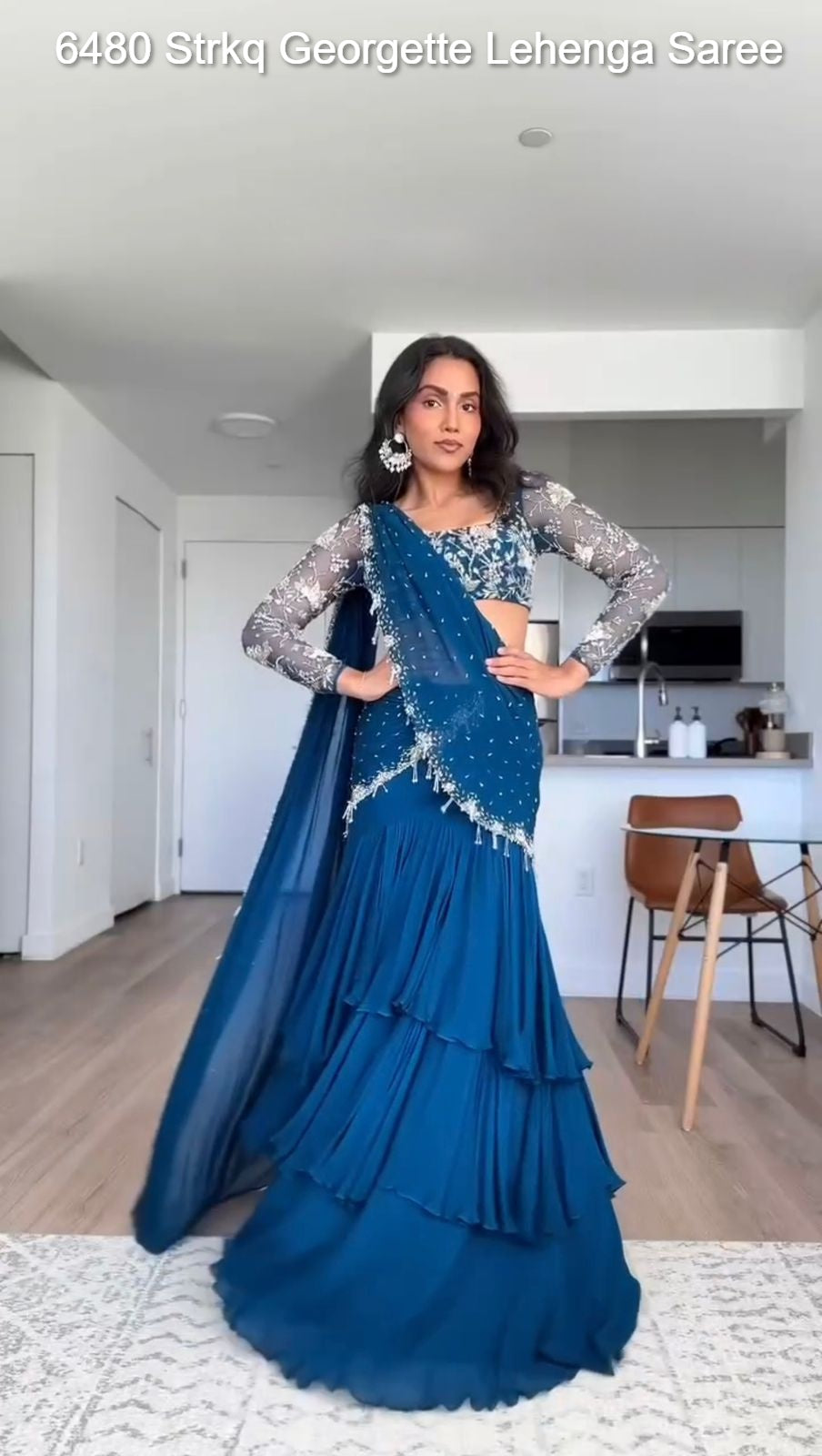6480 Strkq Georgette Lehenga Saree