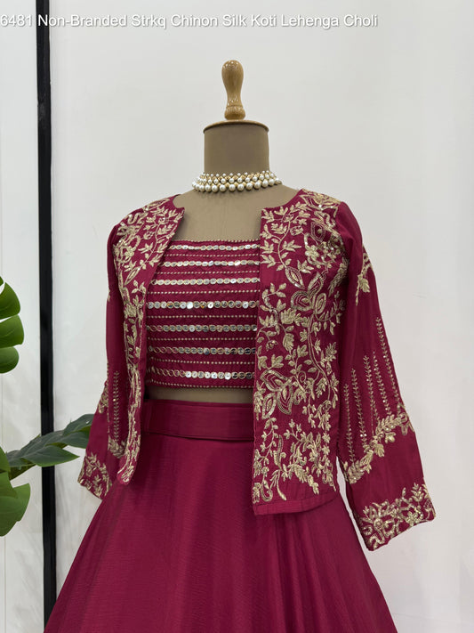 6481 Non-Branded Strkq Chinon Silk Koti Lehenga Choli