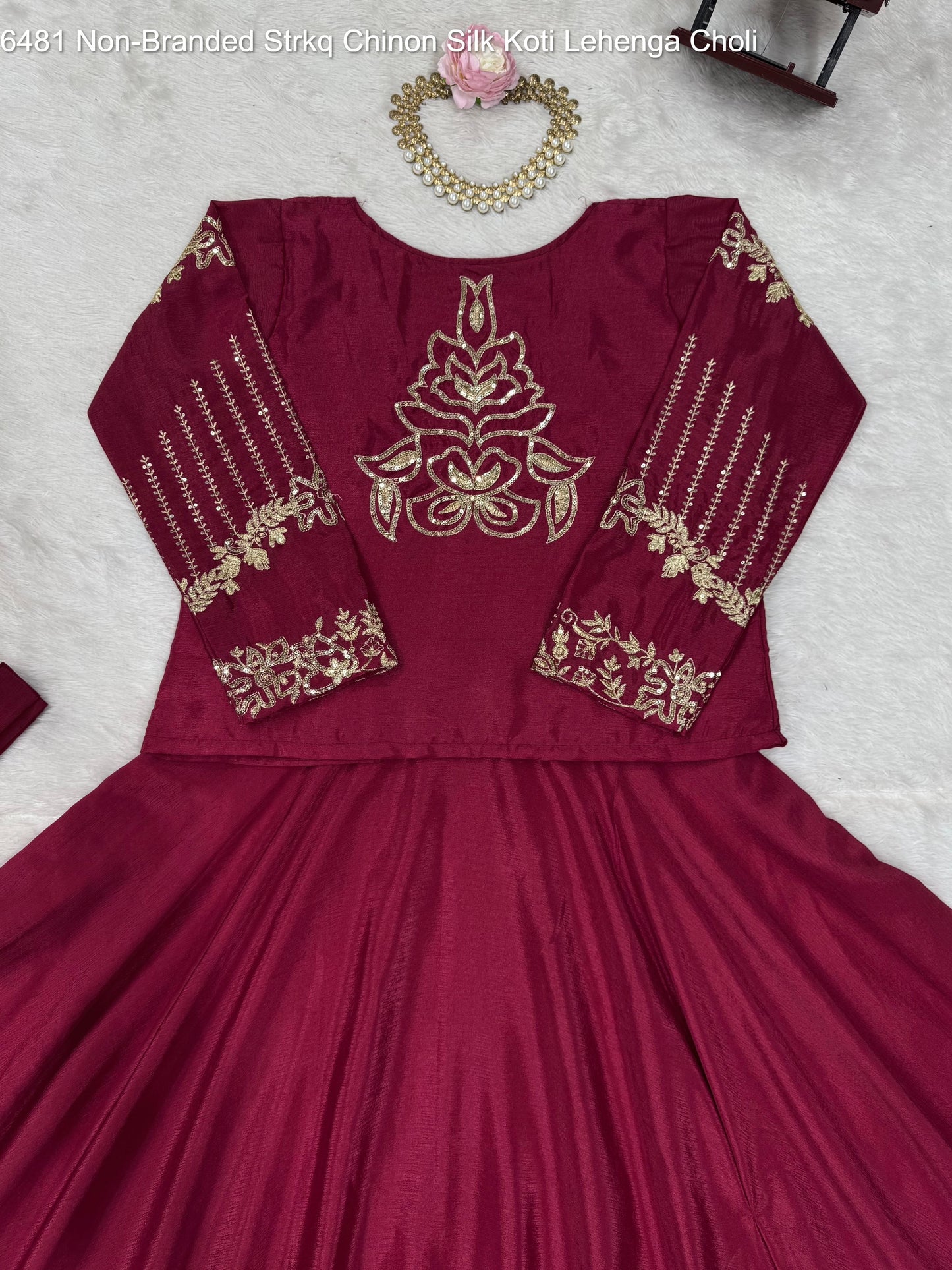 6481 Non-Branded Strkq Chinon Silk Koti Lehenga Choli