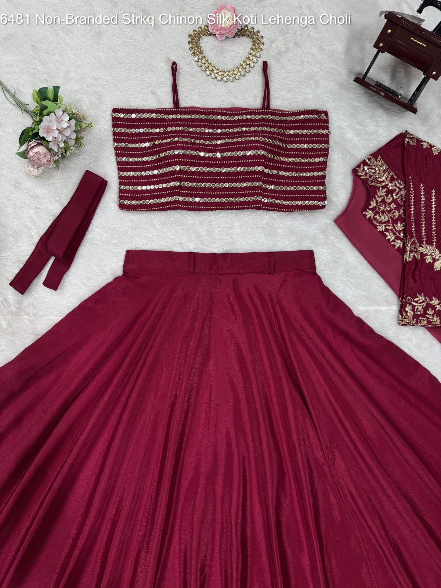 6481 Non-Branded Strkq Chinon Silk Koti Lehenga Choli