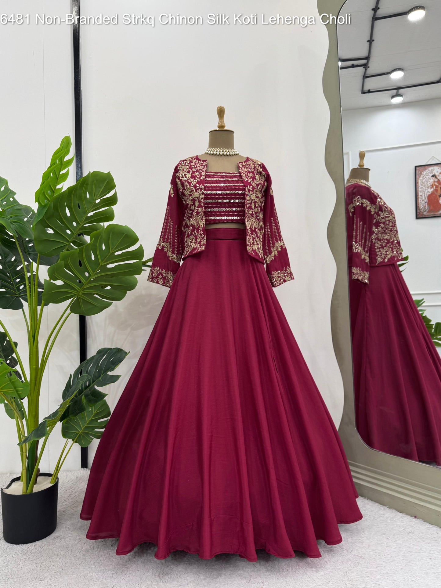 6481 Non-Branded Strkq Chinon Silk Koti Lehenga Choli