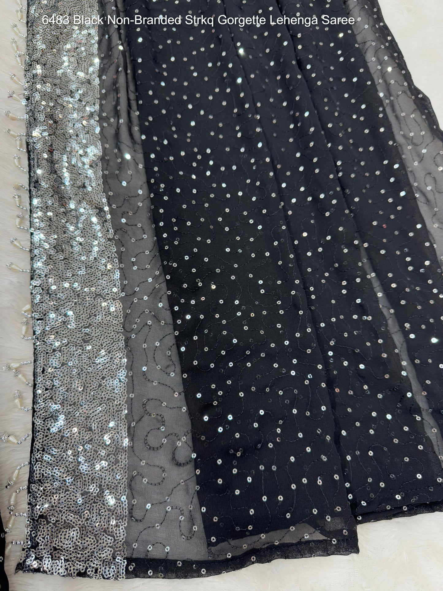6483 Black Non-Branded Strkq Gorgette Lehenga Saree