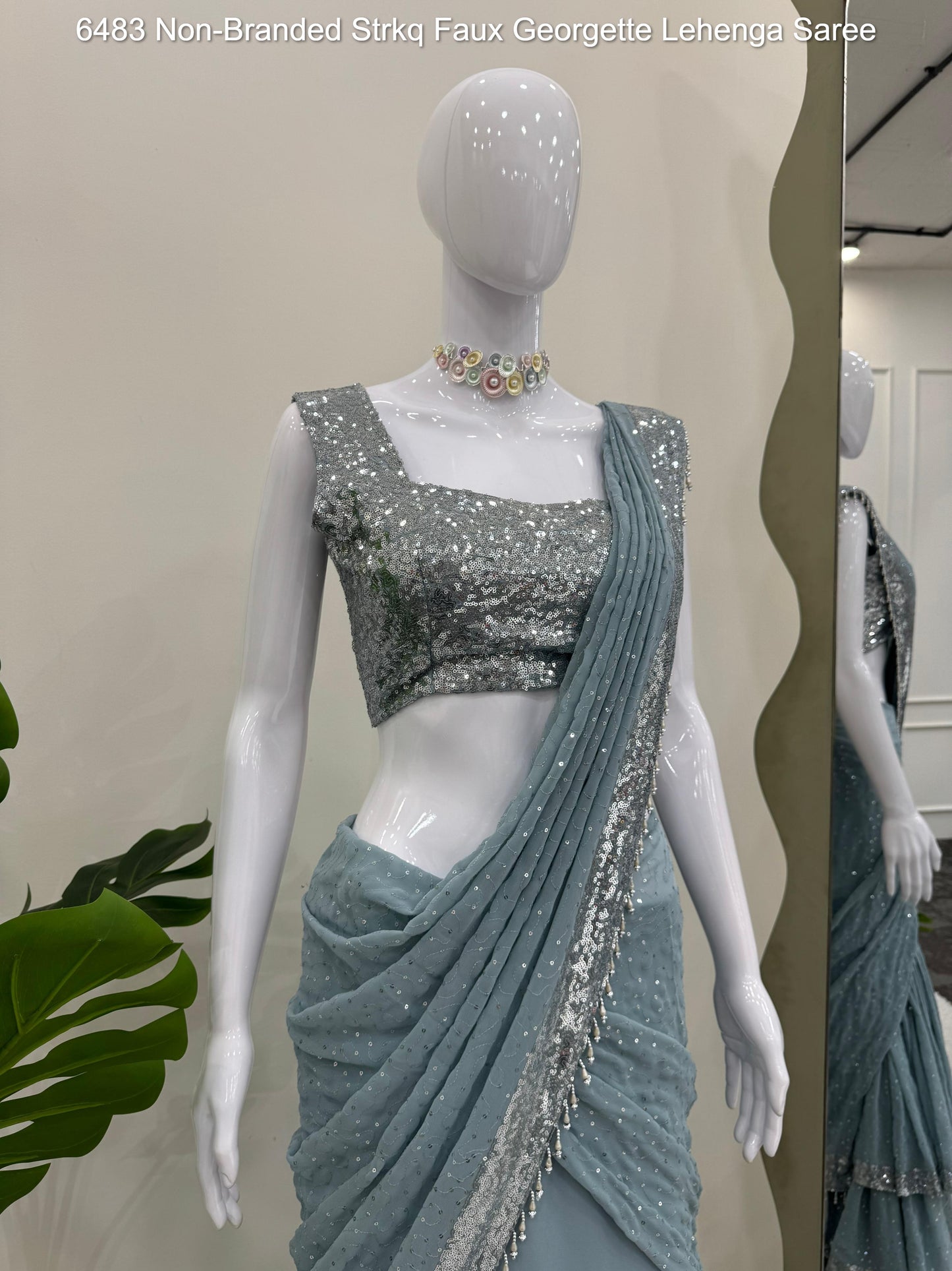 6483 Non-Branded Strkq Faux Georgette Lehenga Saree